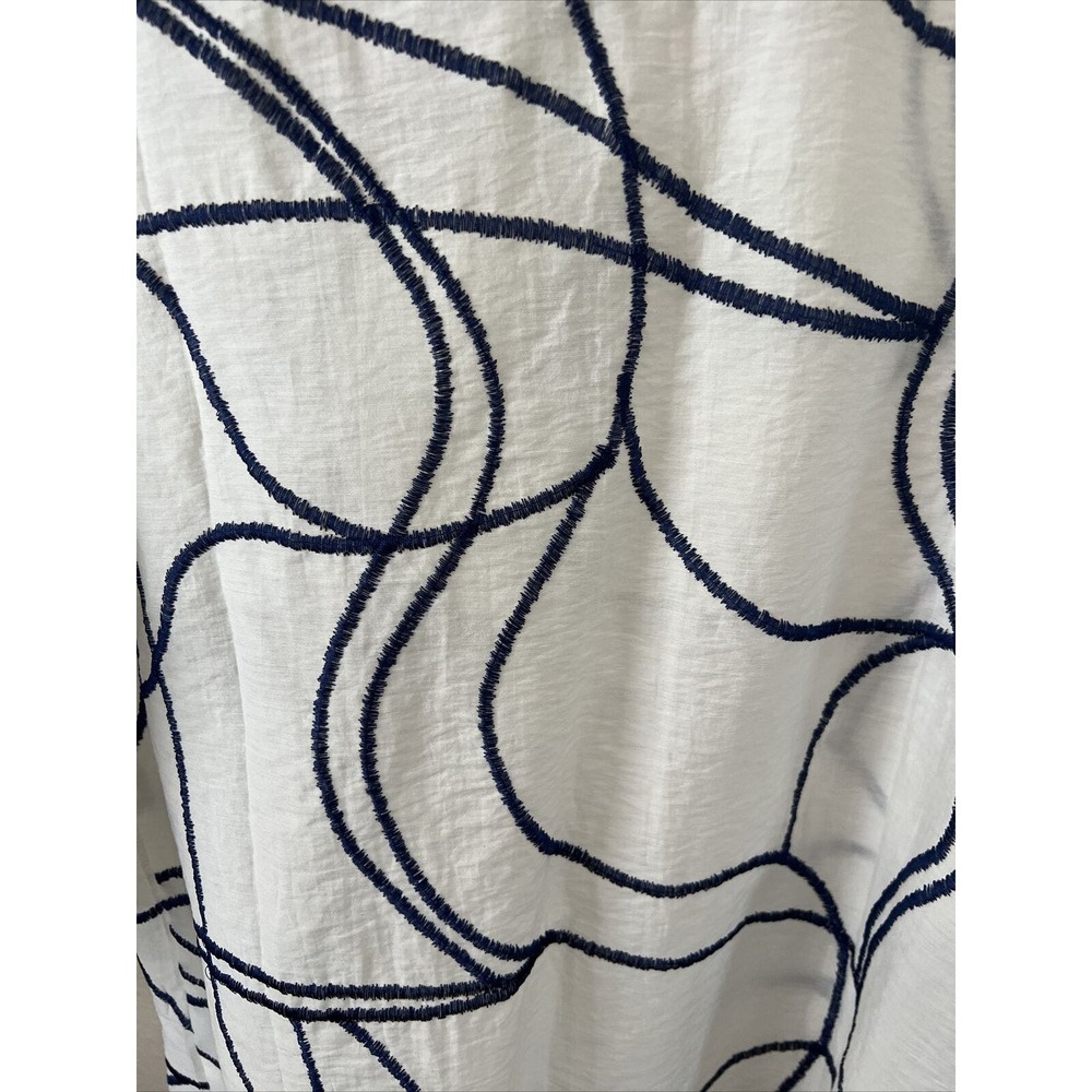 Soft Surroundings white and blue streak top Button Down Tunic blouse Large - Picture 9 of 10